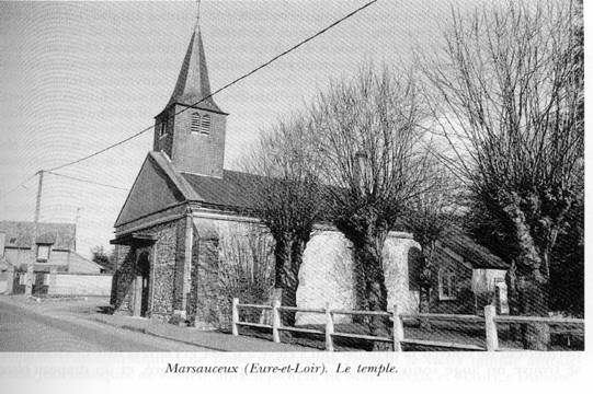 vue ancienne du temple de Marsauceux (dbut XXme sicle)