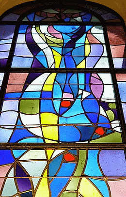 vitrail "ichtus" du temple de Saint tienne
